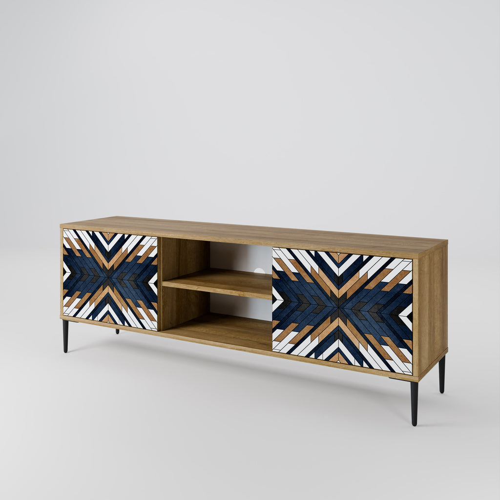 Mueble de TV de 2 puertas ARTFUL GEOMETRY con efecto roble