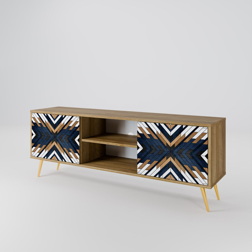 Mueble de TV de 2 puertas ARTFUL GEOMETRY con efecto roble
