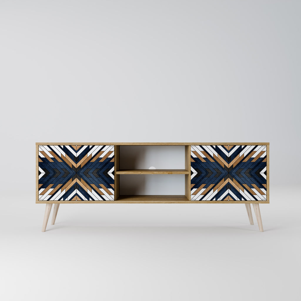 Mueble de TV de 2 puertas ARTFUL GEOMETRY con efecto roble