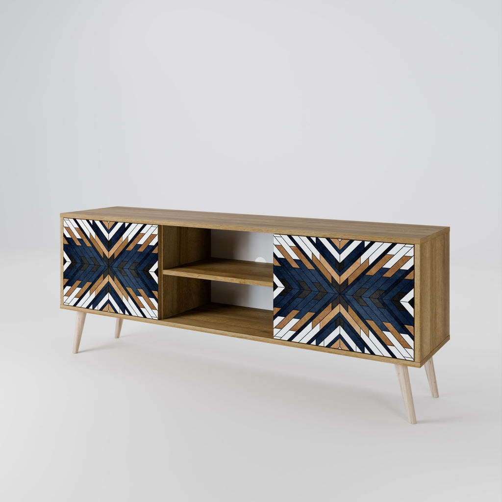 Mueble de TV de 2 puertas ARTFUL GEOMETRY con efecto roble