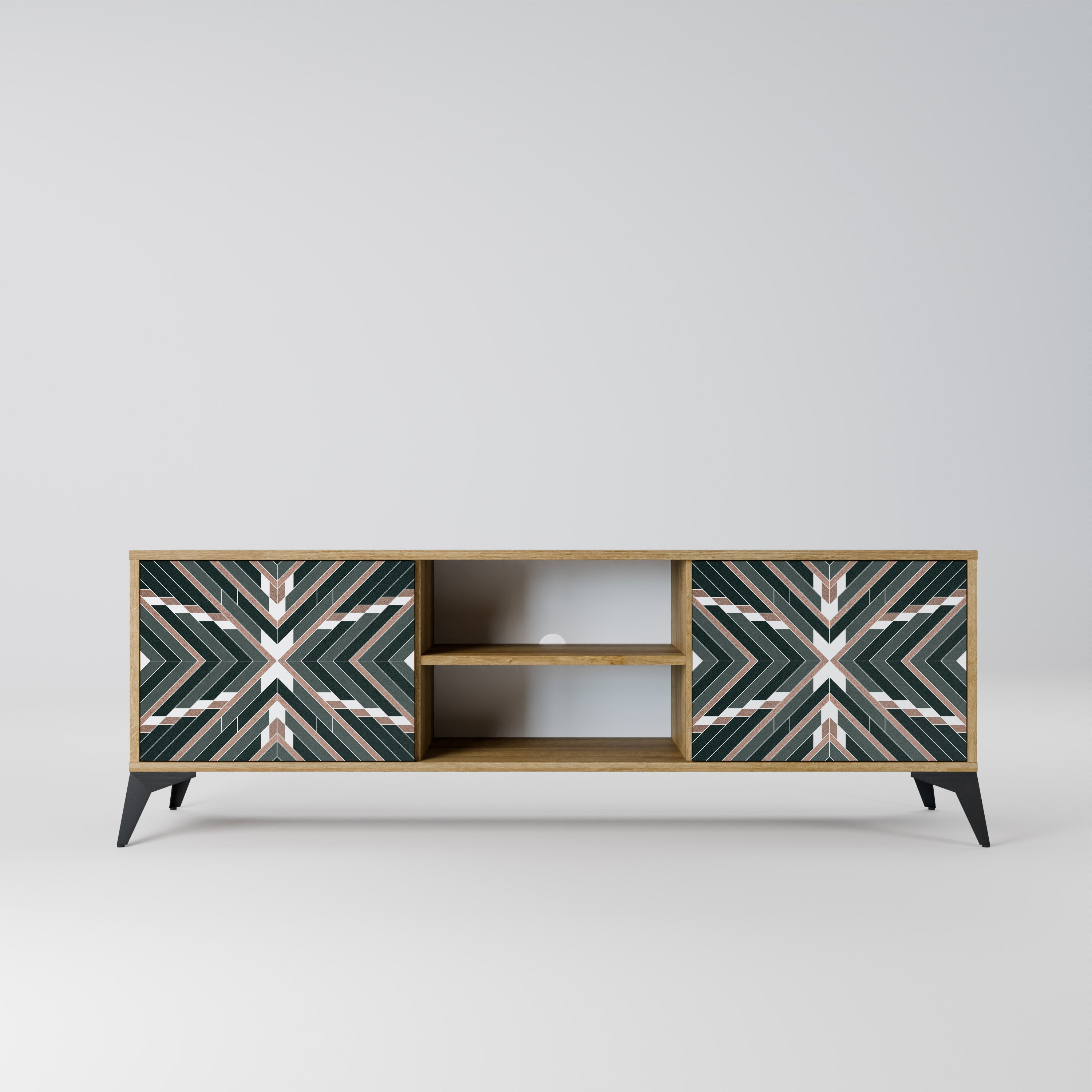 DIMENSION DELIGHTS 2-Door TV Stand in Oak Effect