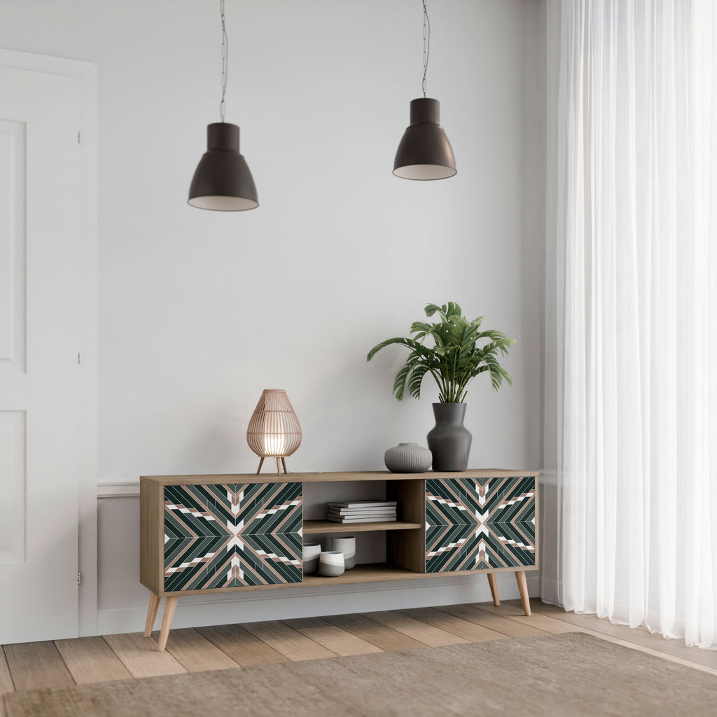 Mueble de TV de 2 puertas DIMENSION DELIGHTS con efecto roble
