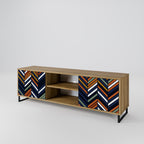 VIBRANT PATCHWORK Mueble de TV de 2 Puertas en Efecto Roble