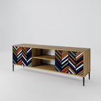 VIBRANT PATCHWORK Mueble de TV de 2 Puertas en Efecto Roble