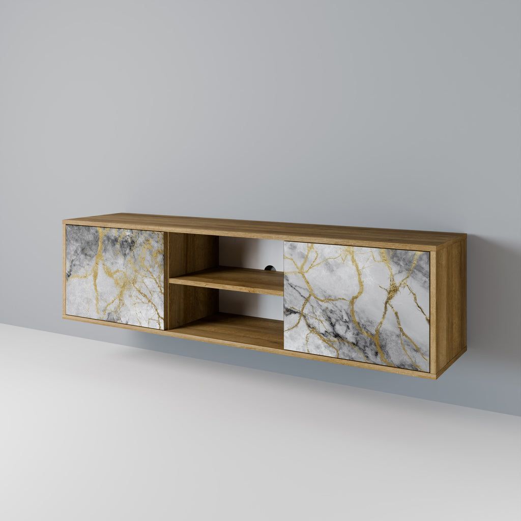 Mueble de TV de 2 puertas TIMELESS GLIDE con efecto roble