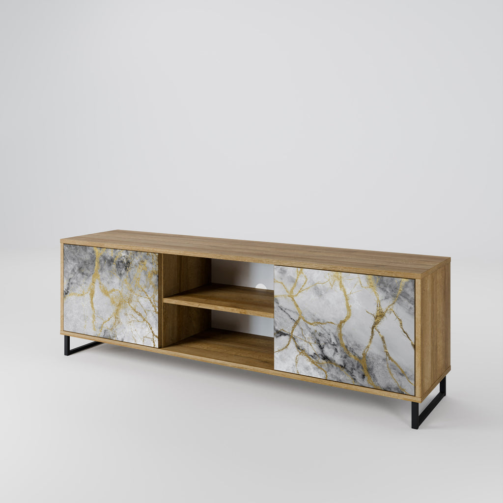 Mueble de TV de 2 puertas TIMELESS GLIDE con efecto roble