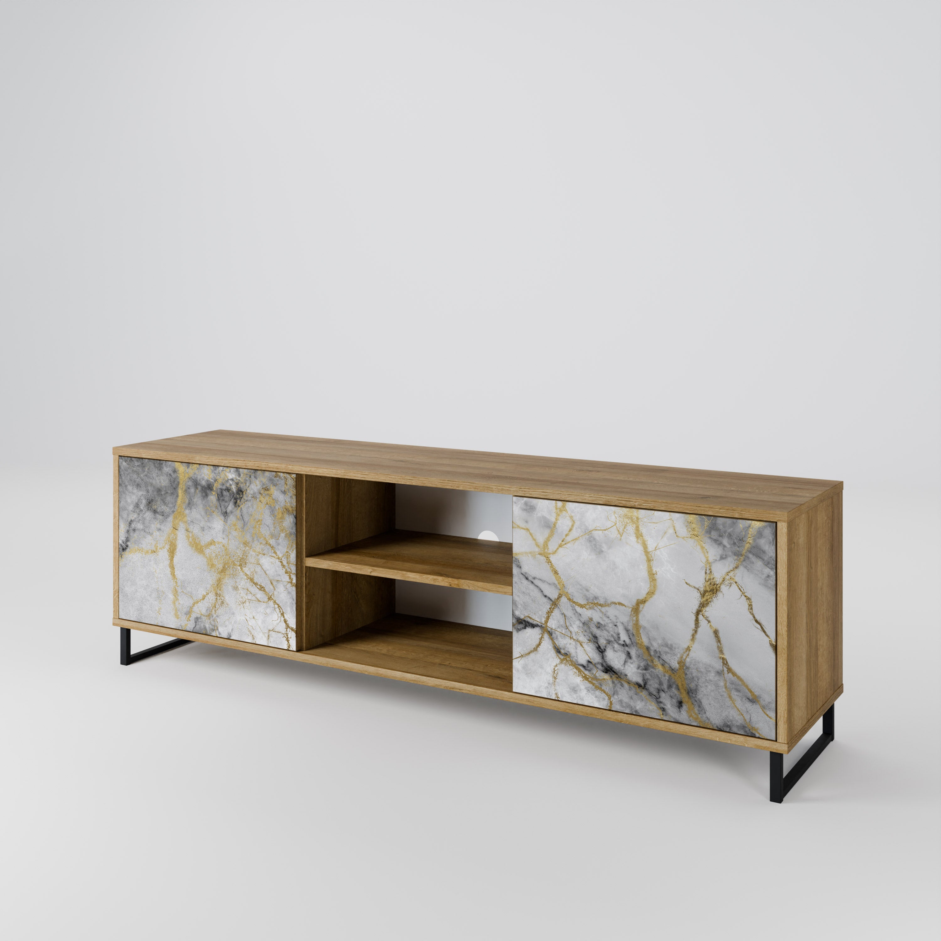 TIMELESS GLIDE 2-Door TV Stand in Oak Effect