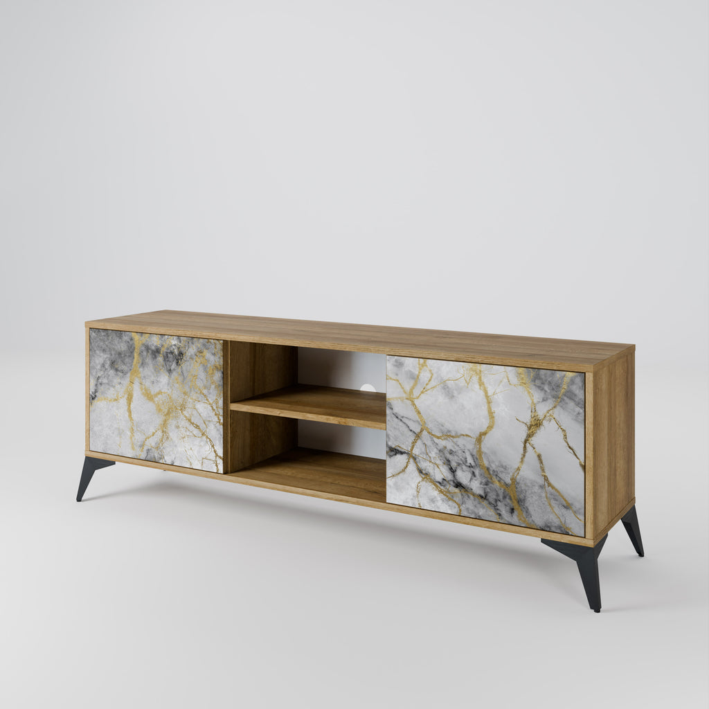Mueble de TV de 2 puertas TIMELESS GLIDE con efecto roble
