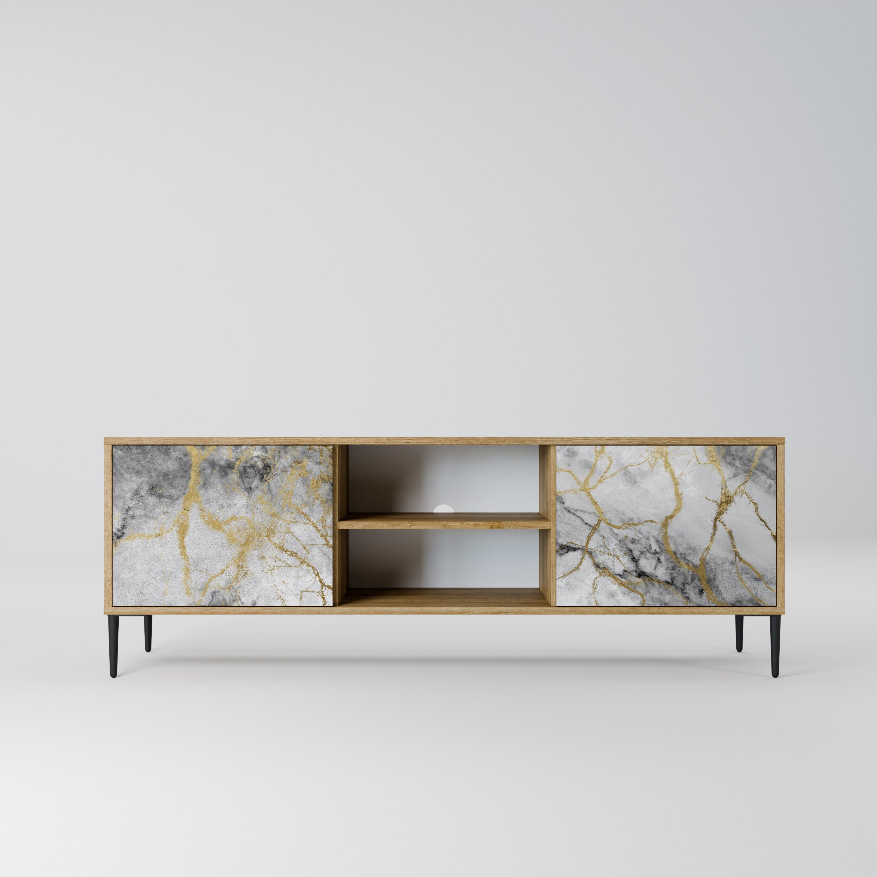 TIMELESS GLIDE 2-Door TV Stand in Oak Effect