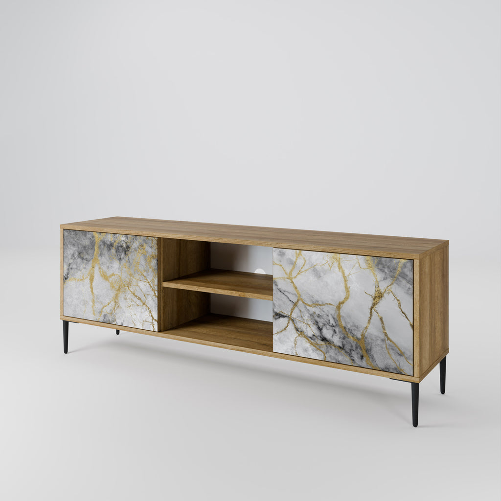 Mueble de TV de 2 puertas TIMELESS GLIDE con efecto roble