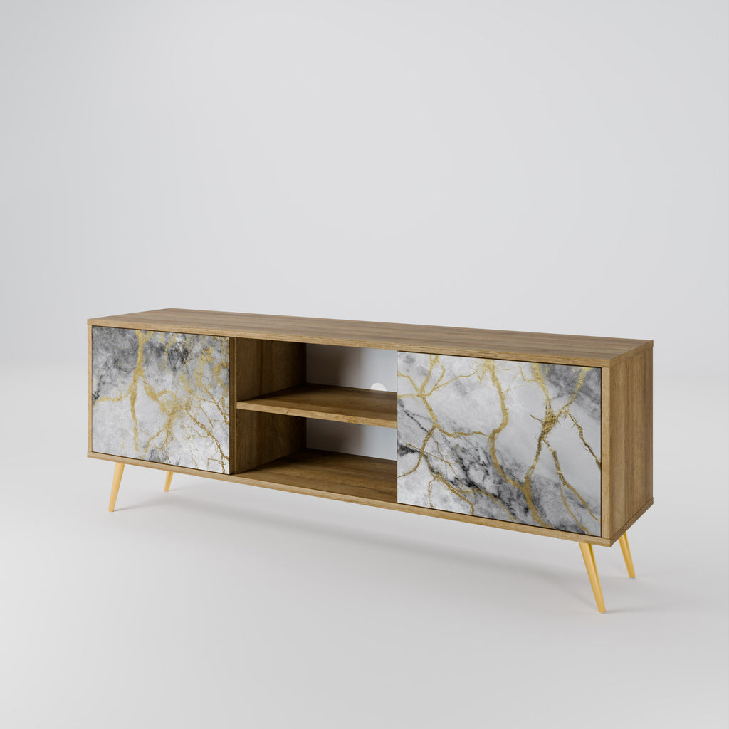 Mueble de TV de 2 puertas TIMELESS GLIDE con efecto roble
