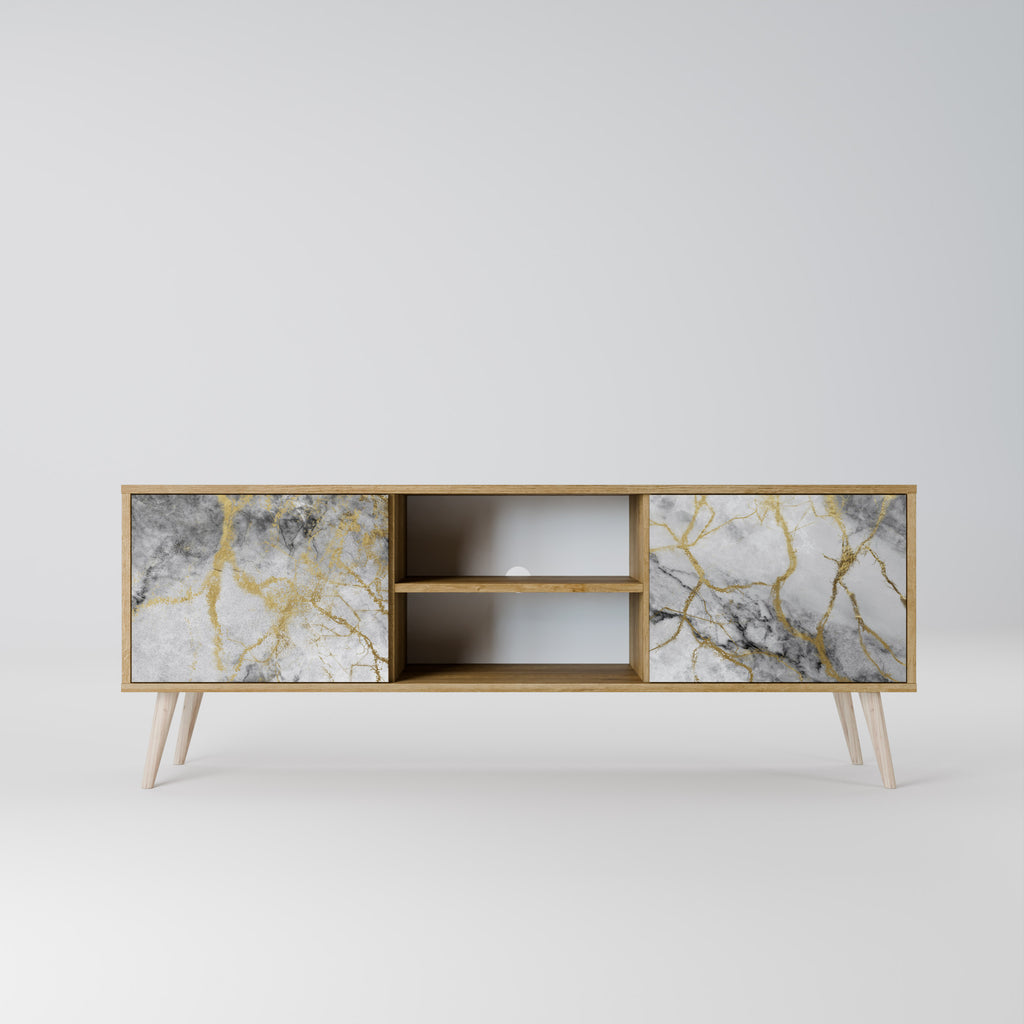 Mueble de TV de 2 puertas TIMELESS GLIDE con efecto roble