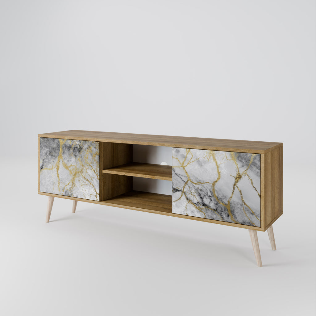Mueble de TV de 2 puertas TIMELESS GLIDE con efecto roble