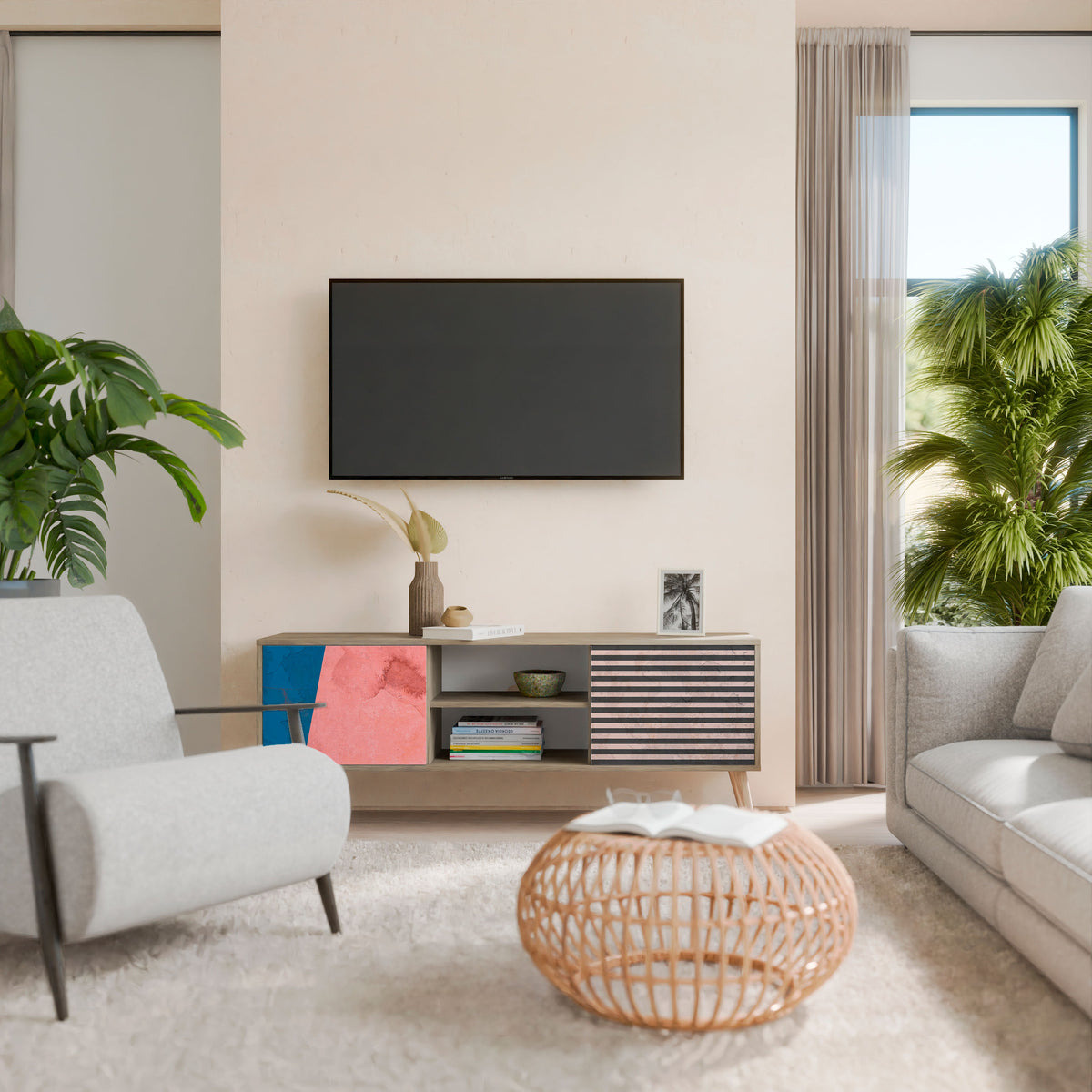 GLAMOROUS STRIPE Mueble de TV de 2 Puertas