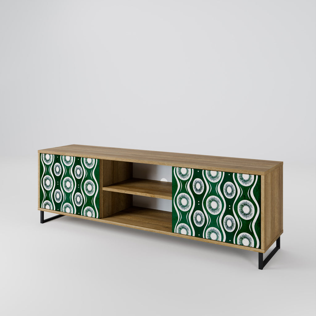 GREEN EYES 2-Door TV Stand in Oak Effect