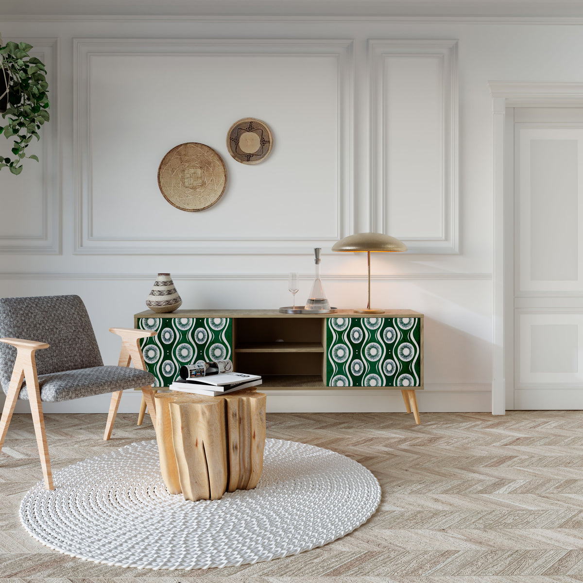 GREEN EYES Mueble de TV de 2 Puertas