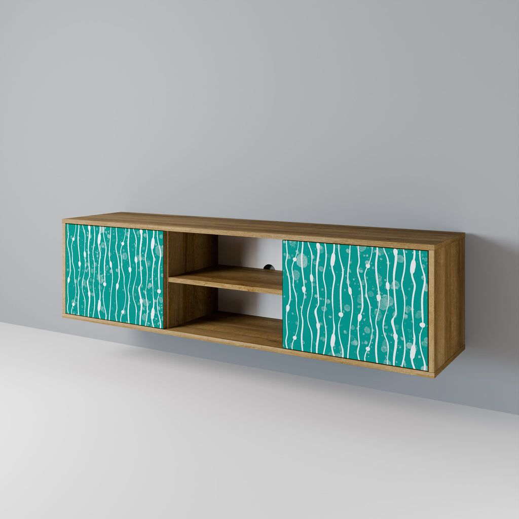 Mueble de TV de 2 puertas TURQUOISE RAIN con efecto roble