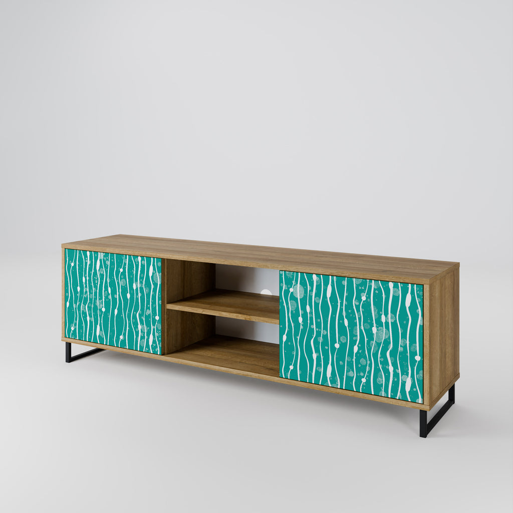 Mueble de TV de 2 puertas TURQUOISE RAIN con efecto roble