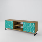 TURQUOISE RAIN Mueble de TV de 2 Puertas en Efecto Roble