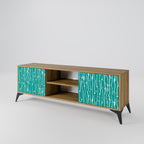 TURQUOISE RAIN Mueble de TV de 2 Puertas en Efecto Roble