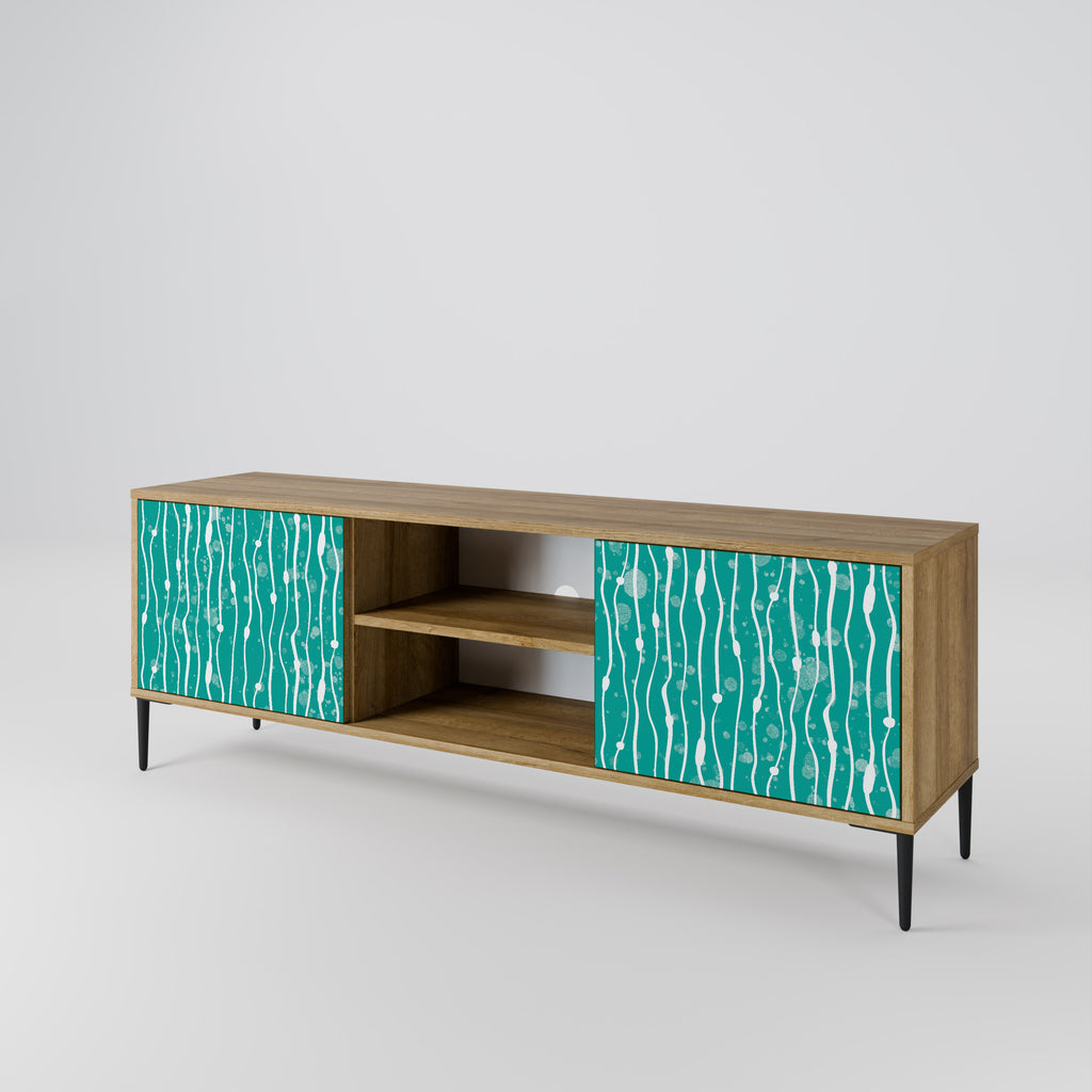 Mueble de TV de 2 puertas TURQUOISE RAIN con efecto roble