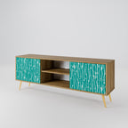 TURQUOISE RAIN Mueble de TV de 2 Puertas en Efecto Roble