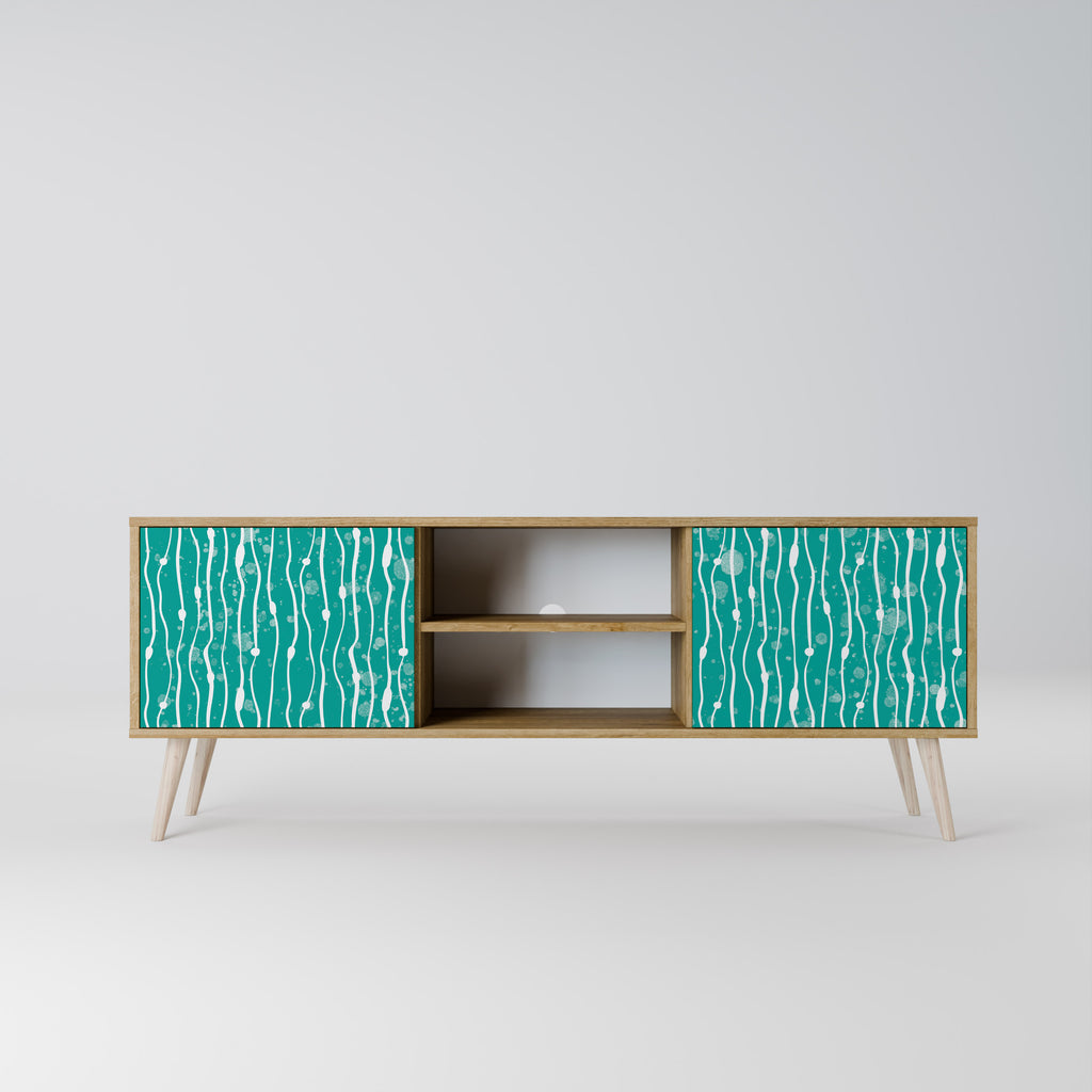 Mueble de TV de 2 puertas TURQUOISE RAIN con efecto roble