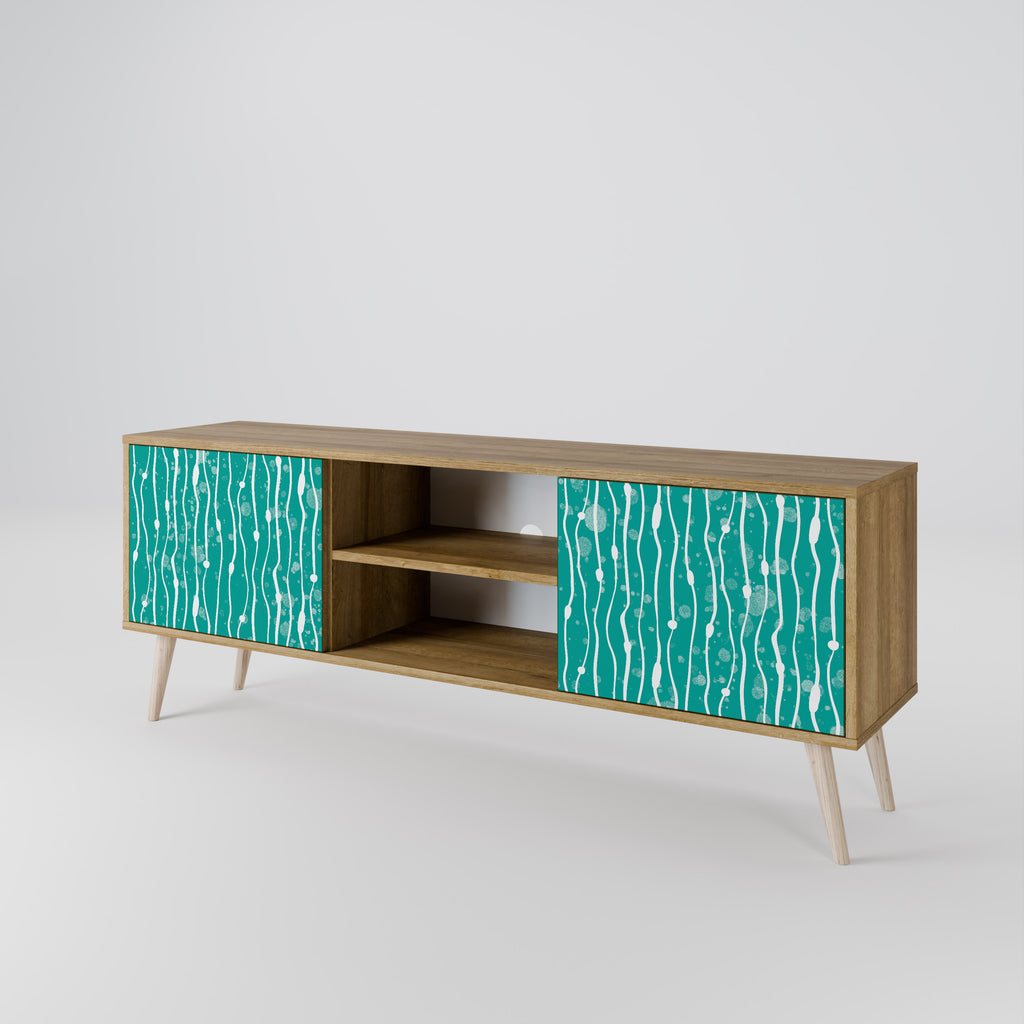 Mueble de TV de 2 puertas TURQUOISE RAIN con efecto roble