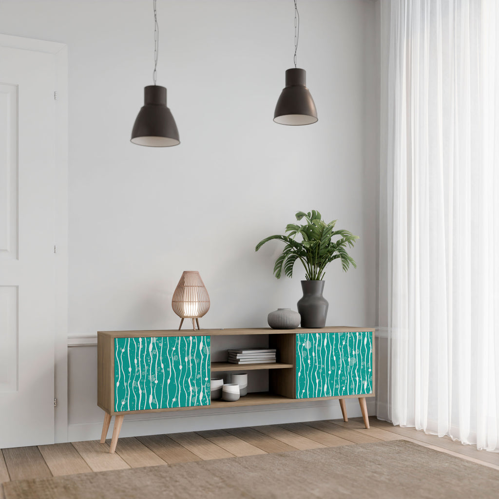 Mueble de TV de 2 puertas TURQUOISE RAIN con efecto roble