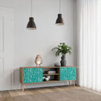 TURQUOISE RAIN Mueble de TV de 2 Puertas en Efecto Roble