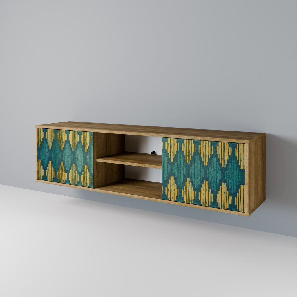 Mueble de TV de 2 puertas POLYGONS con efecto roble