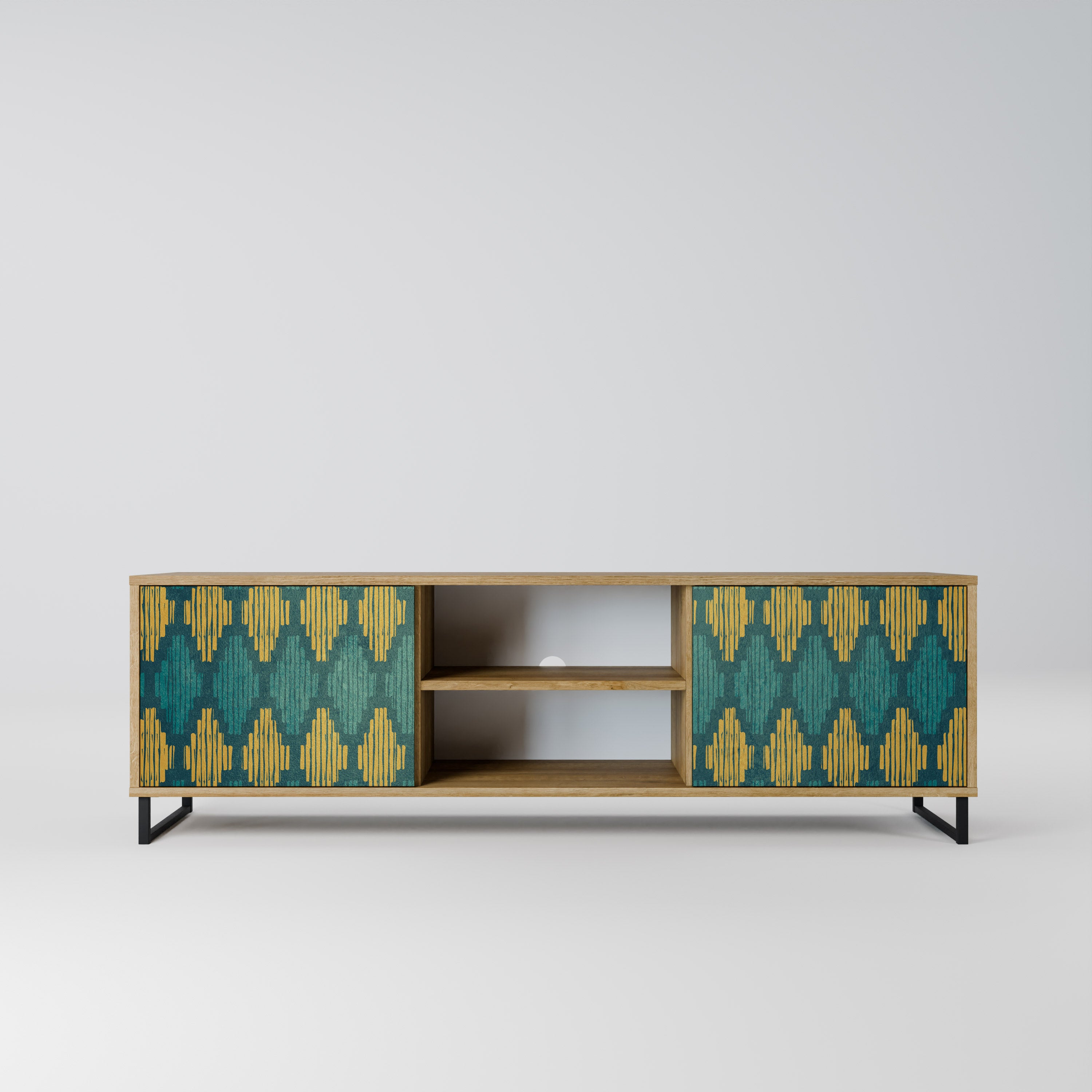 POLYGONS 2-Door TV Stand in Oak Effect