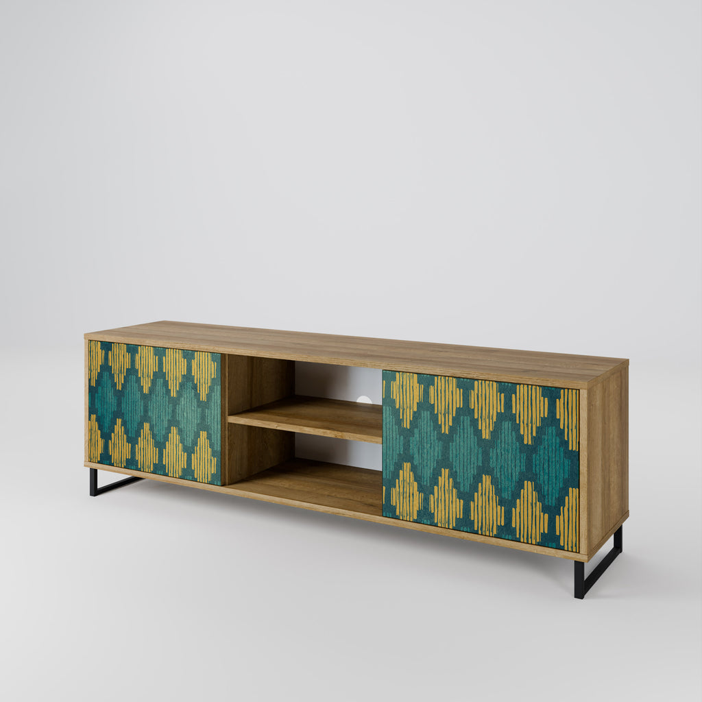 Mueble de TV de 2 puertas POLYGONS con efecto roble