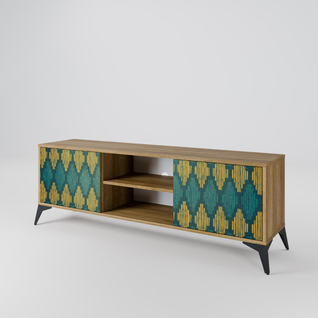 Mueble de TV de 2 puertas POLYGONS con efecto roble