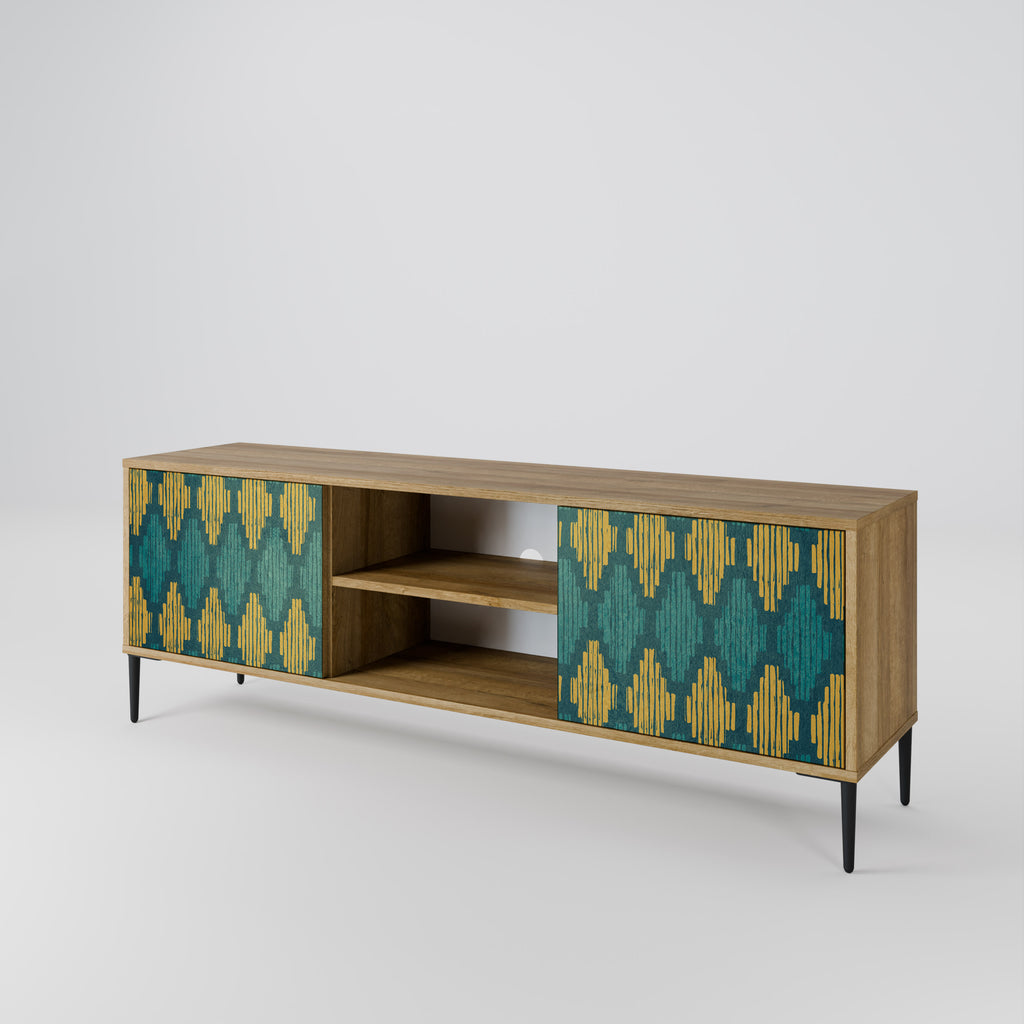Mueble de TV de 2 puertas POLYGONS con efecto roble