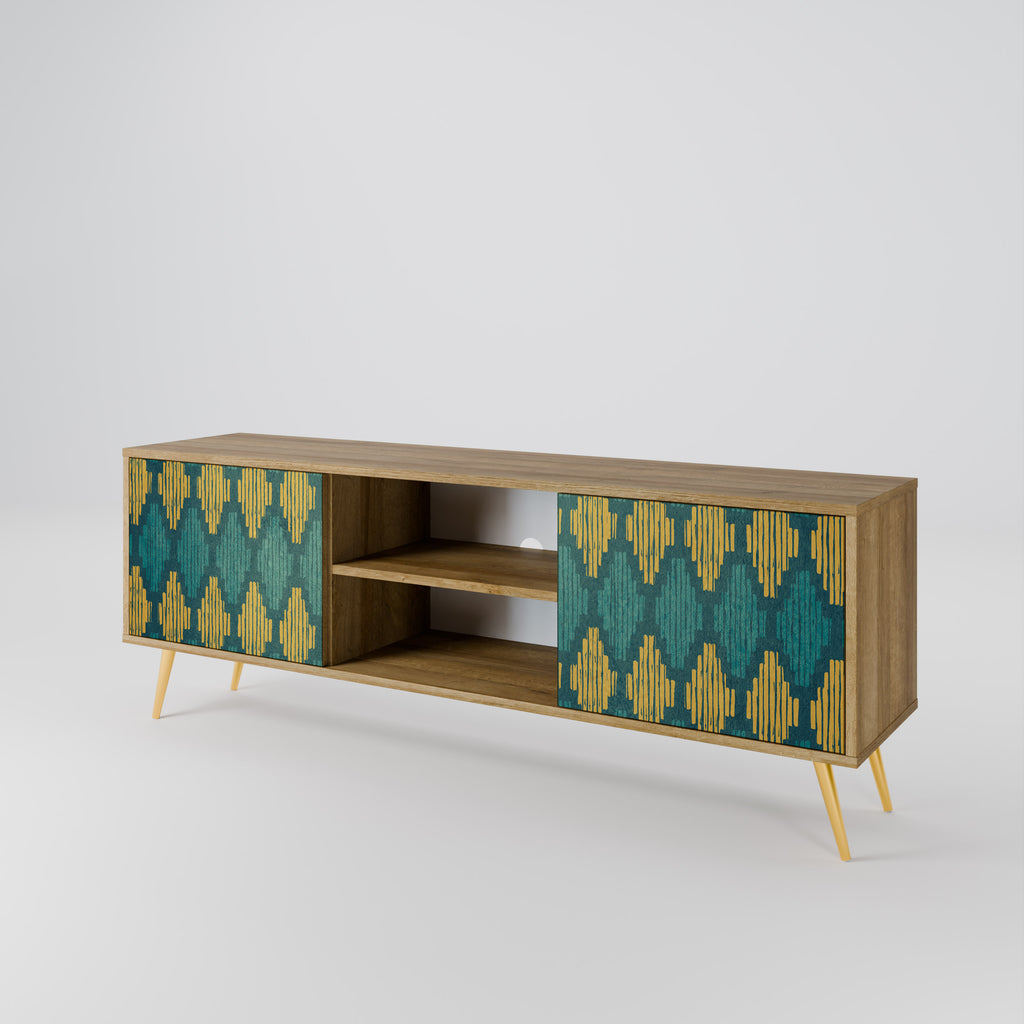 Mueble de TV de 2 puertas POLYGONS con efecto roble