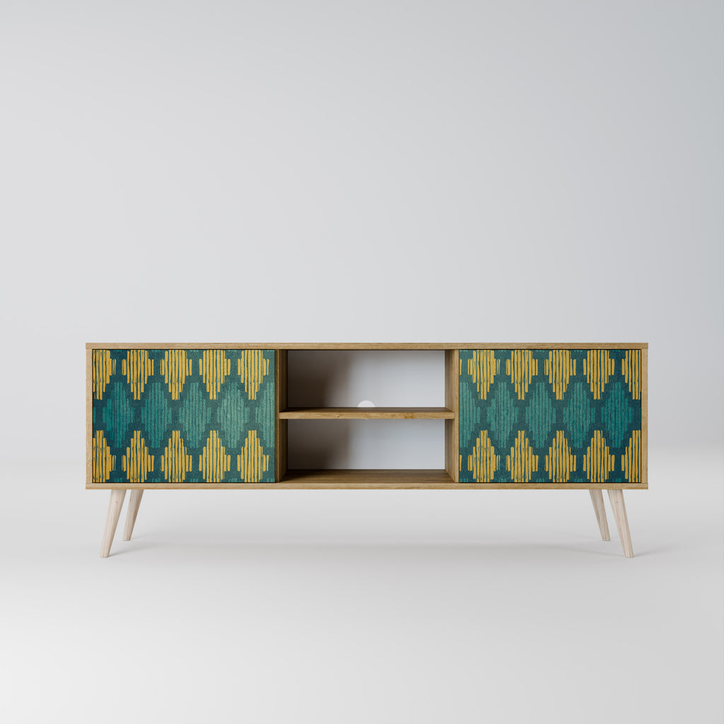 Mueble de TV de 2 puertas POLYGONS con efecto roble