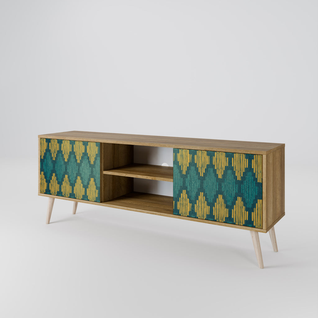 Mueble de TV de 2 puertas POLYGONS con efecto roble