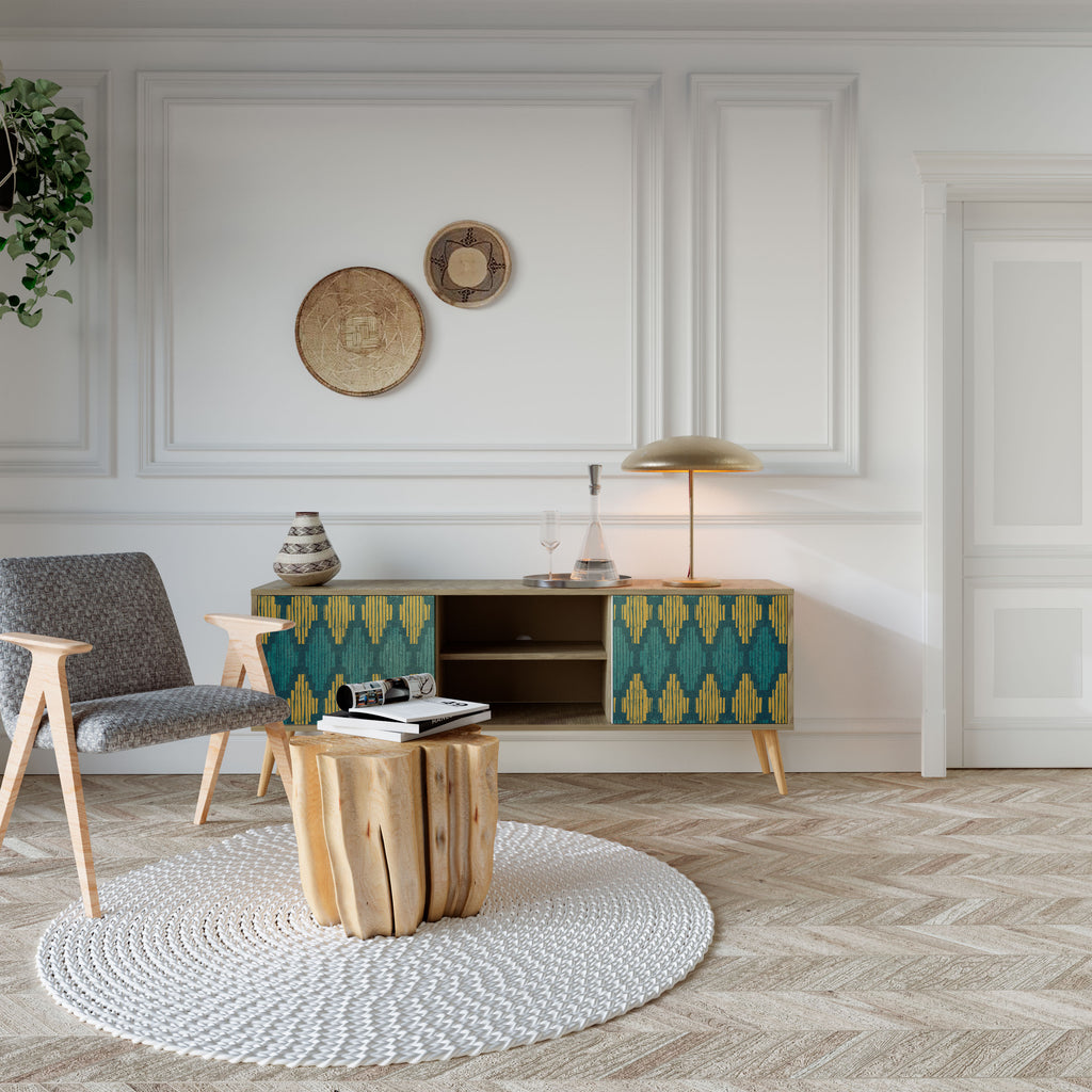 Mueble de TV de 2 puertas POLYGONS con efecto roble
