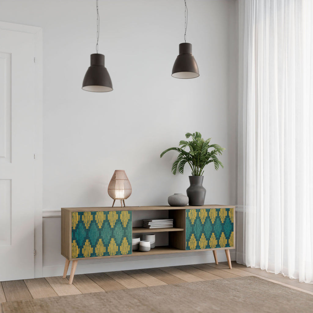 Mueble de TV de 2 puertas POLYGONS con efecto roble
