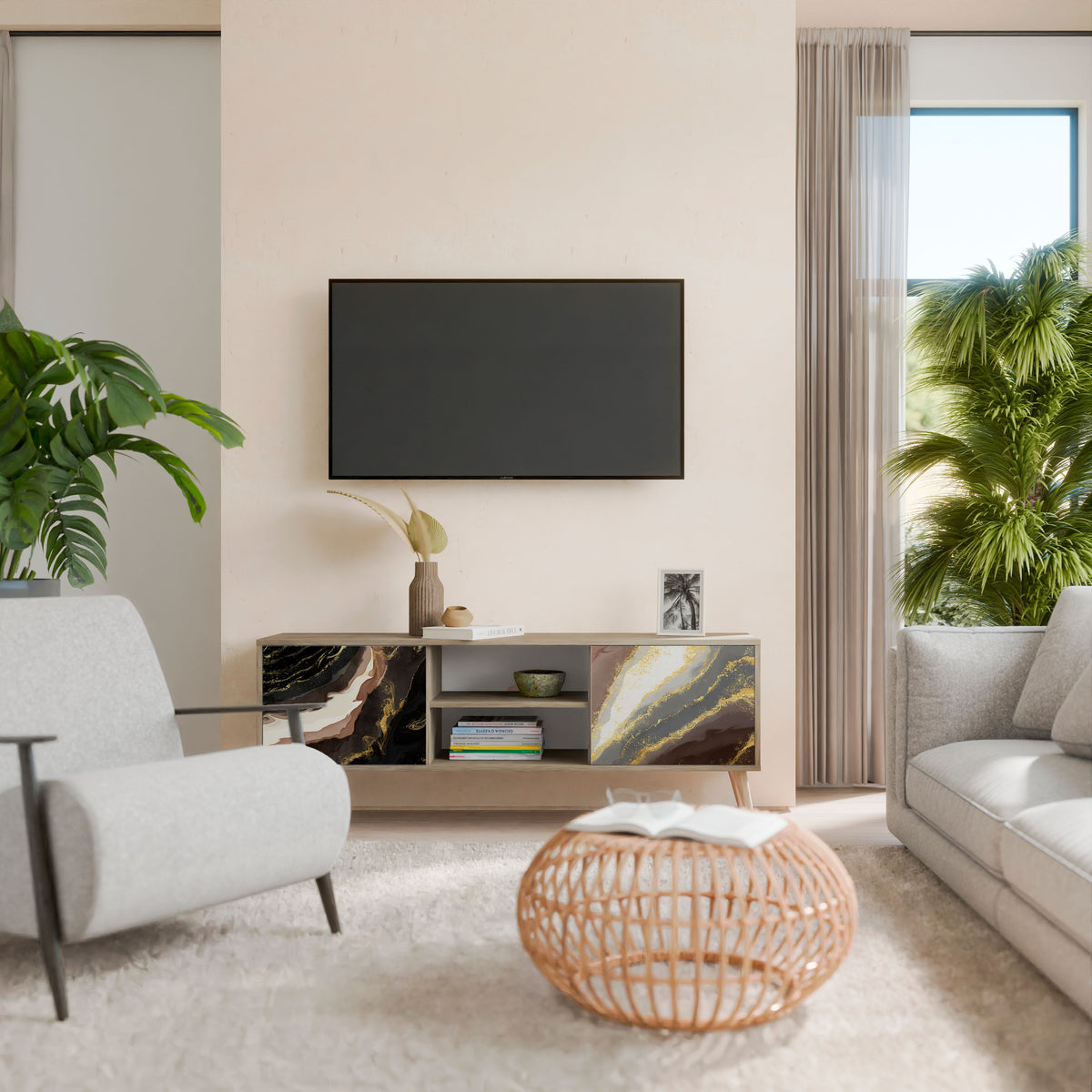 GOLD DUST Mueble de TV de 2 Puertas