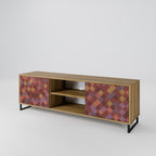 PAINTED SQUARES 2-Door TV Stand in Oak Effect