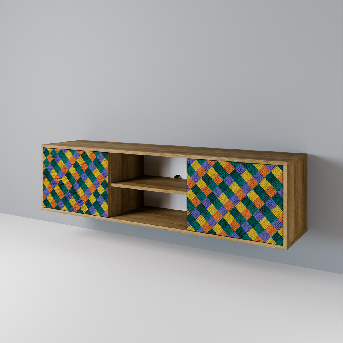 PAINTED SQUARES MIX Mueble de TV de 2 Puertas
