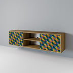 PAINTED SQUARES MIX 2-Door TV Stand in Oak Effect