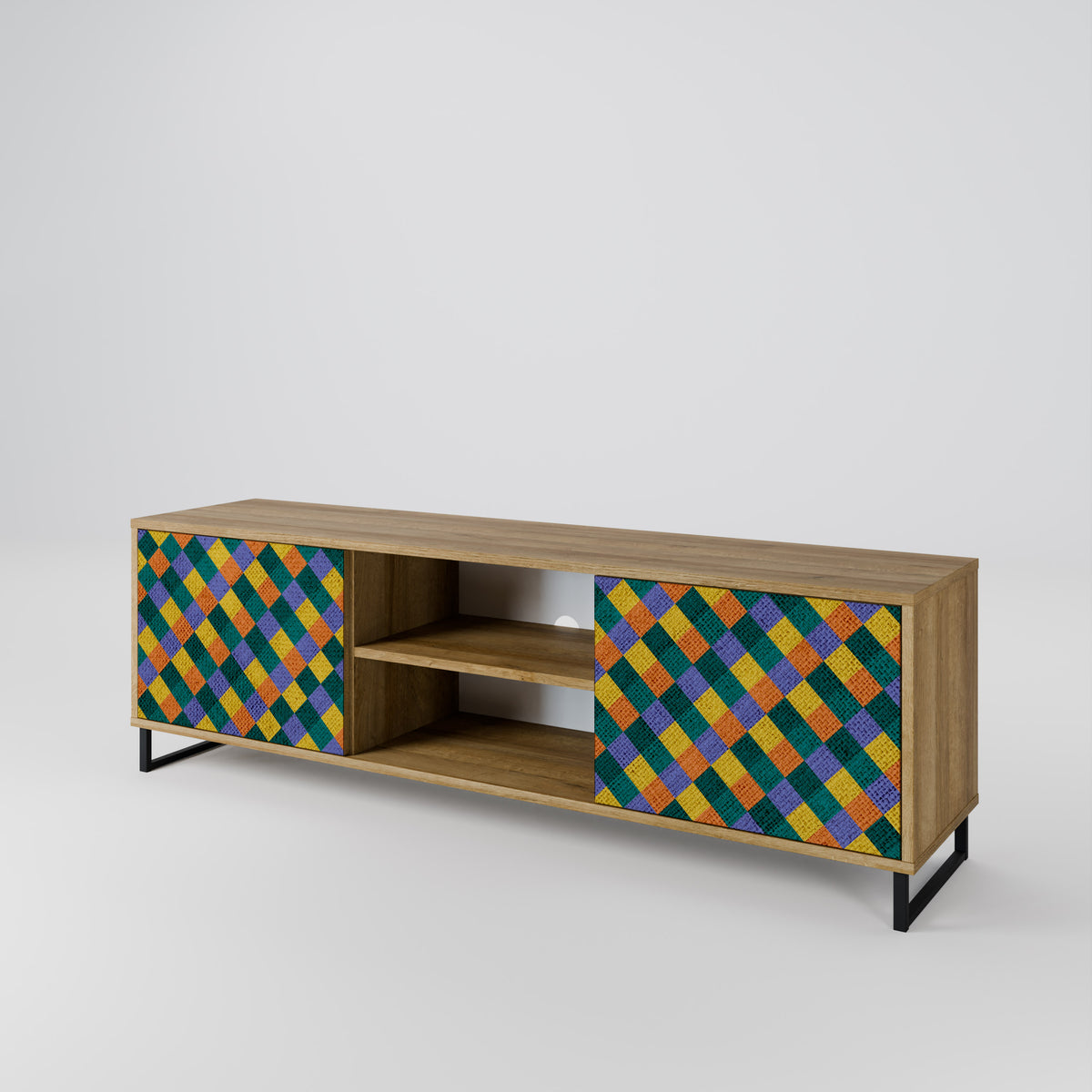 PAINTED SQUARES MIX Mueble de TV de 2 Puertas