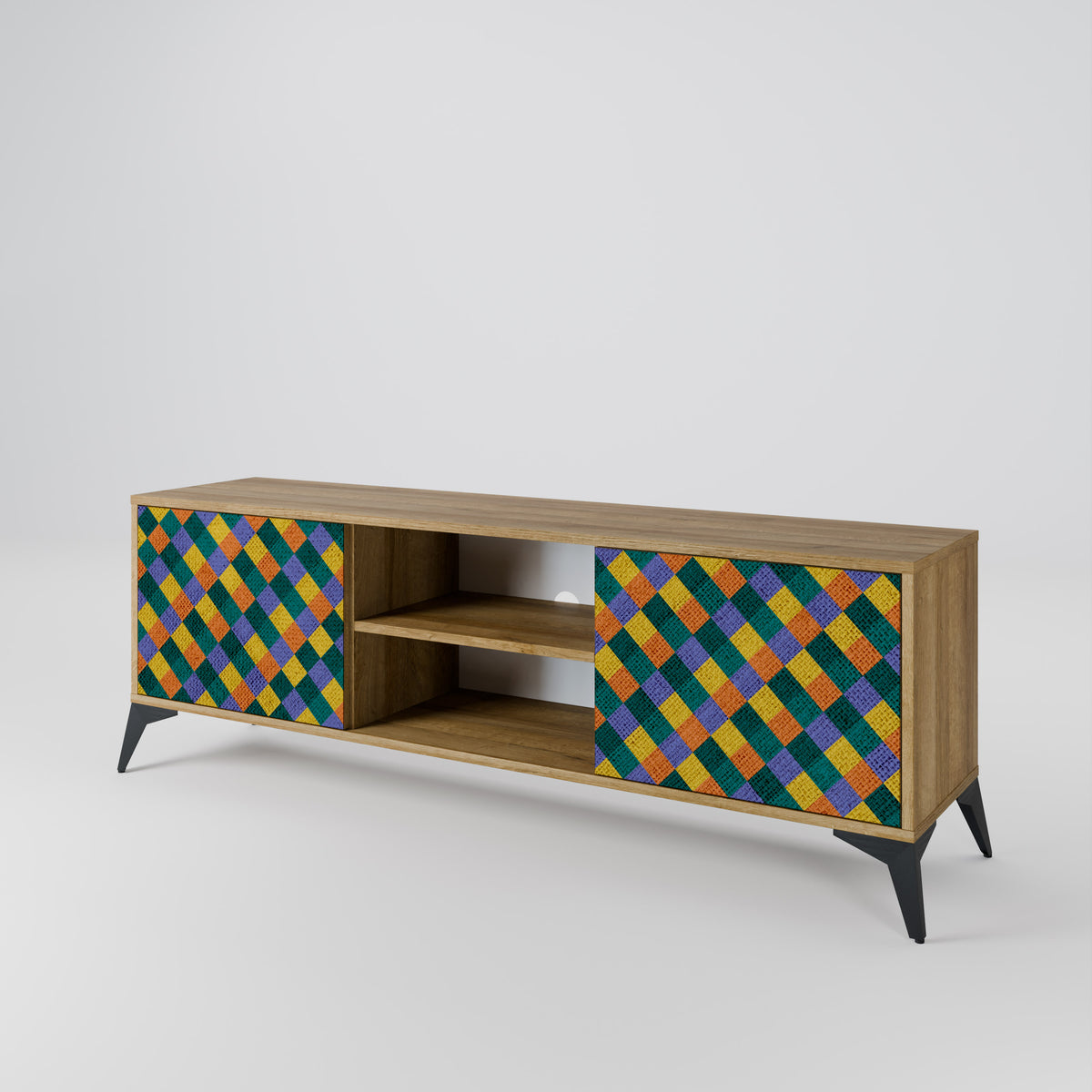 PAINTED SQUARES MIX Mueble de TV de 2 Puertas