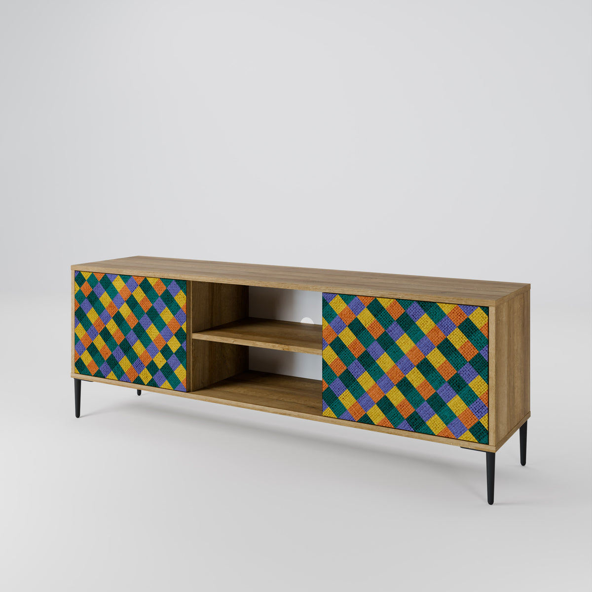 PAINTED SQUARES MIX Mueble de TV de 2 Puertas