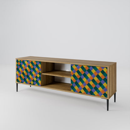 PAINTED SQUARES MIX Mueble de TV de 2 Puertas
