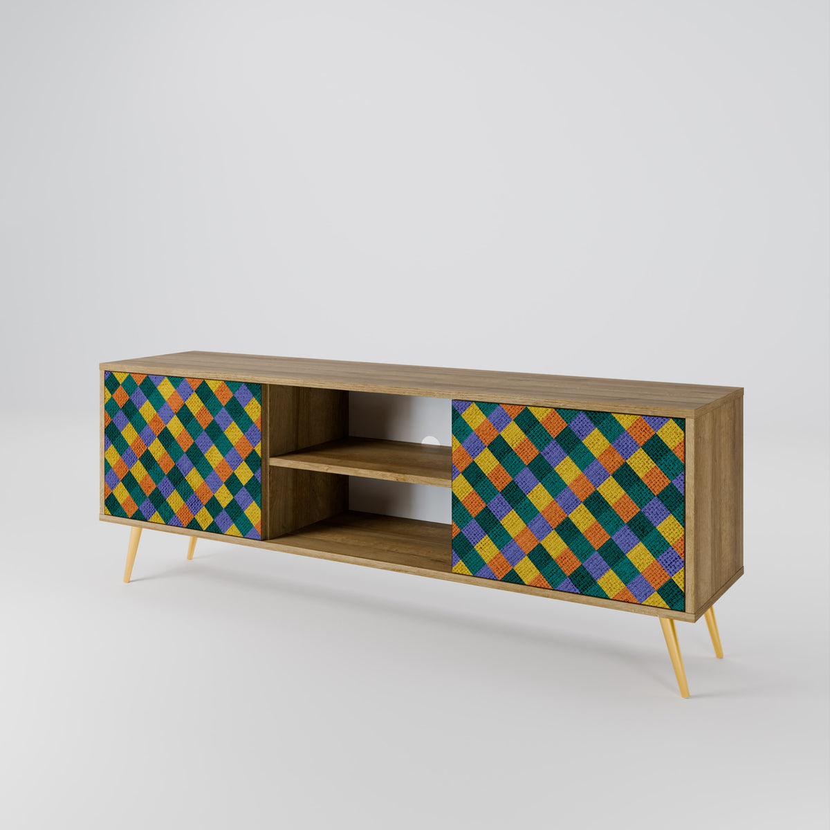 PAINTED SQUARES MIX Mueble de TV de 2 Puertas