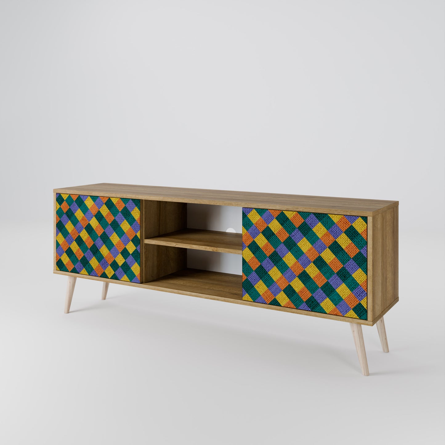 PAINTED SQUARES MIX Mueble de TV de 2 Puertas